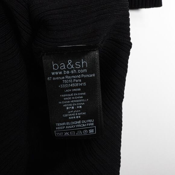 New Ba&sh Women's Black Long Sleeve Midi Edora Dress XS Bodycon Stretch 2277-27 - Picture 13 of 15